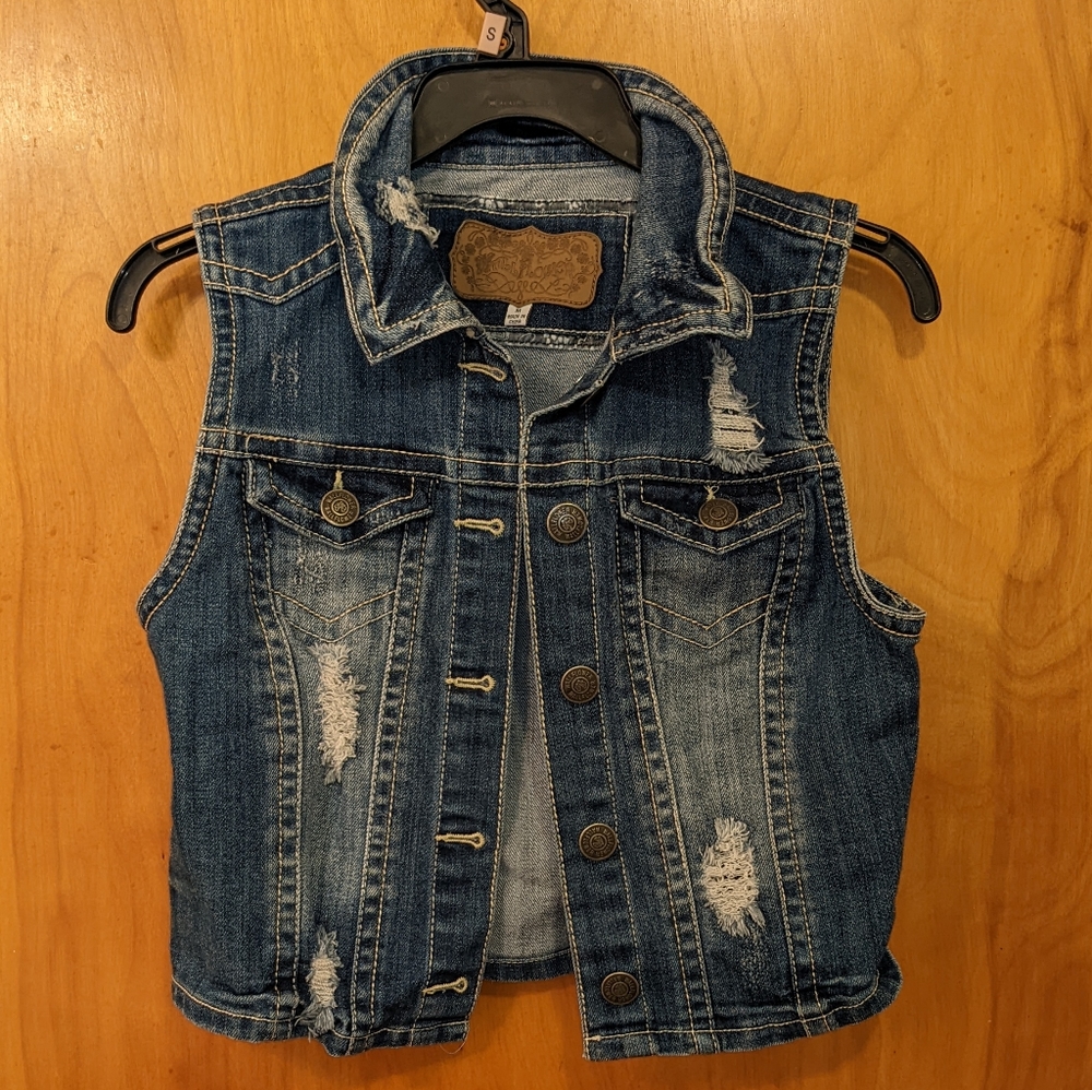 Wallflower Jean Vest, Size M, Blue